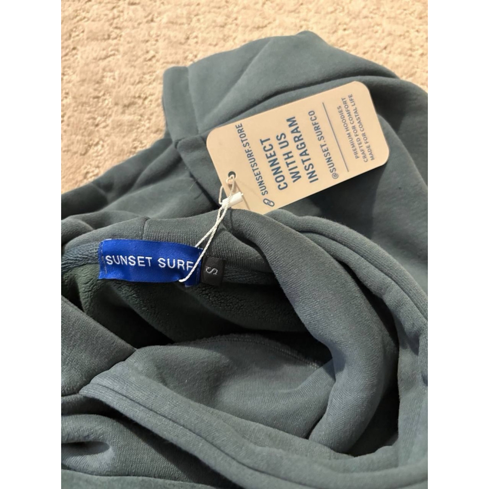 NWT Sunset Surf Coastal Explore Green Hoodie S Embroidered Graphic Fleece Lined - Picture 14 of 15